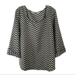 Liberty Love Black Chevron Top
